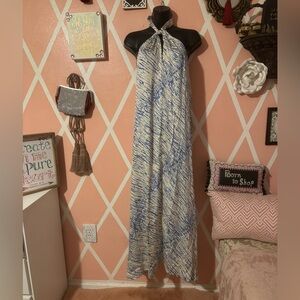 Elan Halter Twist Neck Maxi Dress